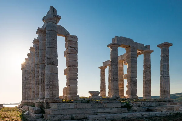 Poszeidón Temploma Cape Sounion Attica Görögország — Stock Fotó