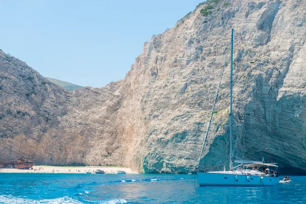 Navagio Beach Schiffbruch Strandblick Vom Meer Aus Insel Zakynthos Griechenland — Stockfoto