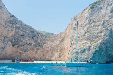 Navagio Plajı - Deniz manzaralı Batık Plaj, Zakynthos Adası, Yunanistan