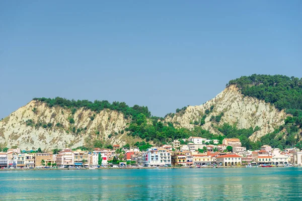 Uitzicht Het Griekse Eiland Zakynthos Vanaf Zee — Stockfoto