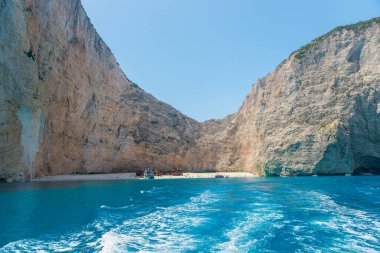 Navagio Plajı - Deniz manzaralı Batık Plaj, Zakynthos Adası, Yunanistan
