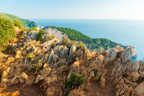 Klippig Kust Grekisk Och Havsutsikt Landskap Grekisk — Stockfoto