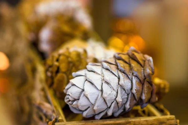 Cone de pinho para decorar uma árvore de Natal close-up — Fotografia de Stock