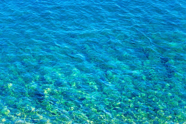 Fondo roccioso può essere visto attraverso l'acqua di mare — Foto Stock