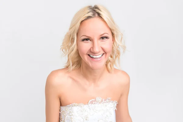 Portrait of laughing bride in the studio — Stock Photo, Image