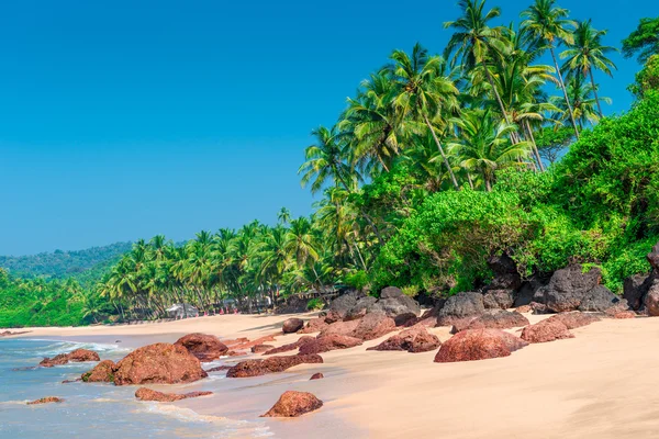 Linda praia tropical deserta com o sol quente — Fotografia de Stock