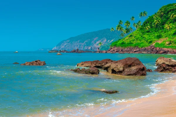 Escénica playa tropical y cielo azul — Foto de Stock