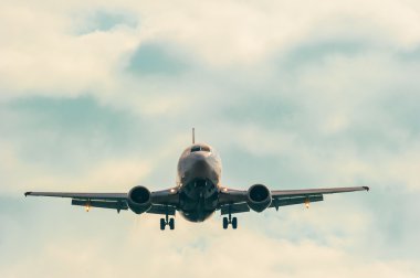 moving passenger plane in the sky