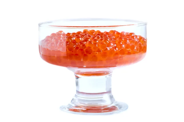 Delicacy red caviar in a transparent kremanke isolation — ストック写真