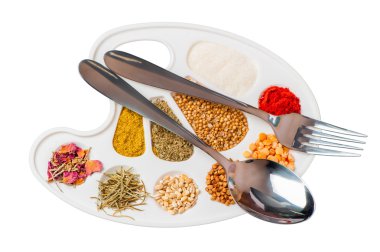 sofra ve baharat ve yiyecek bir palet