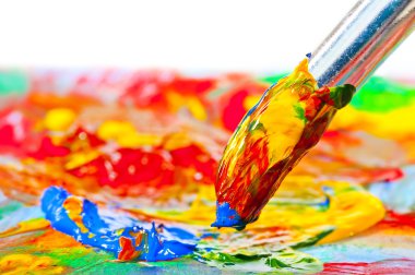 fırça ile Akrilik boyalar, yakın çekim vurdu lekeli