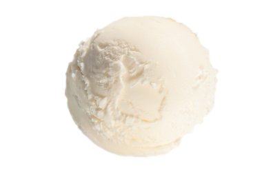 bir top vanilyalı dondurma beyaz bir arka plan üzerinde