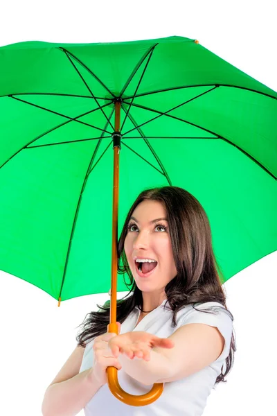 Emotional portrait of a girl with an umbrella — Stock Photo, Image