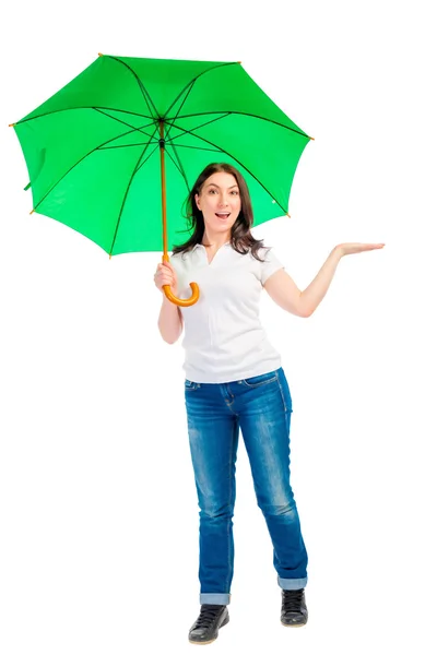 Brunette with umbrella — Stock Photo, Image