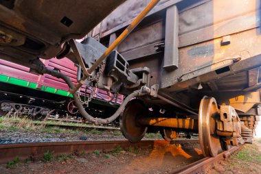vagonlar yük treni yakın çekim kaplin