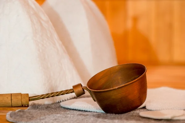 Gegenstände in der Sauna aus nächster Nähe geschossen — Stockfoto