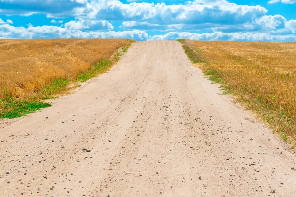 Landstraße in Nahaufnahme am Rand des Feldes — Stockfoto