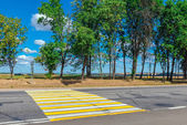 Картина, постер, плакат, фотообои "yellow crosswalk empty highway in the country", артикул 98160270