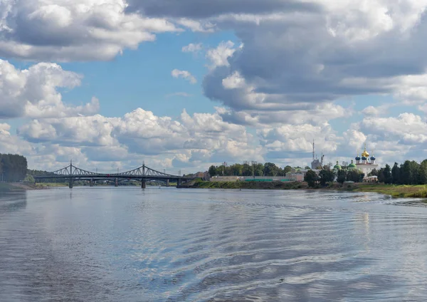 Tver Região Tver Caminhe Pelo Volga Vistas Antiga Ponte Volga — Fotografia de Stock