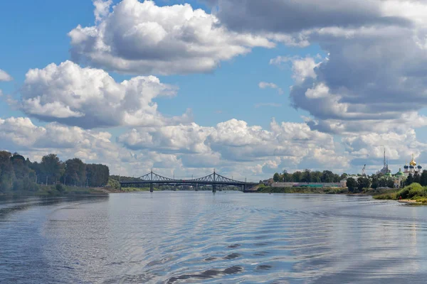 Tver Região Tver Caminhe Pelo Volga Vistas Antiga Ponte Volga — Fotografia de Stock