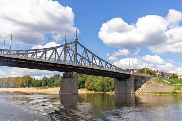 Tver Tver Bölgesi Volga Boyunca Yürü Eski Volga Köprüsünün Manzarası — Stok fotoğraf