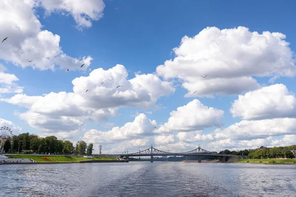 Tver Região Tver Caminhe Pelo Volga Vistas Antiga Ponte Volga — Fotografia de Stock