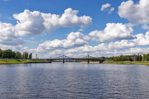 Tver Tver Bölgesi Volga Boyunca Yürü Eski Volga Köprüsünün Manzarası — Stok fotoğraf