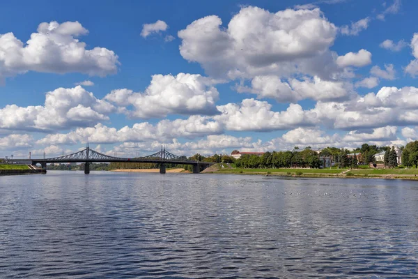 Tver Região Tver Caminhe Pelo Volga Vistas Antiga Ponte Volga — Fotografia de Stock