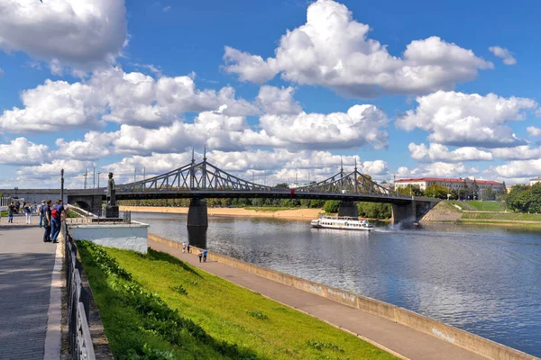 Tver Região Tver Caminhe Pelo Volga Vistas Antiga Ponte Volga — Fotografia de Stock