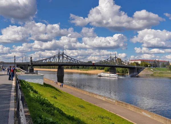 Tver Região Tver Caminhe Pelo Volga Vistas Antiga Ponte Volga — Fotografia de Stock