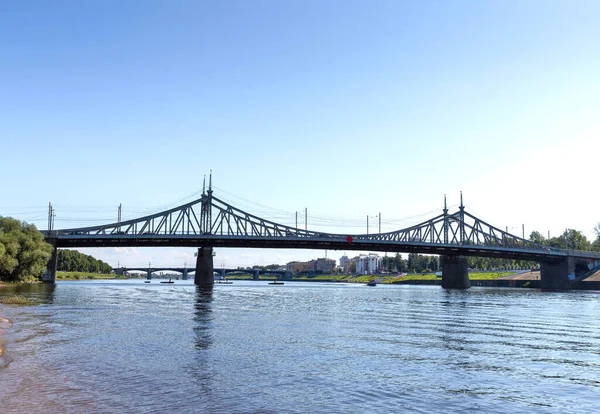 Tver Região Tver Caminhe Pelo Volga Vista Ponte Novo Volga — Fotografia de Stock