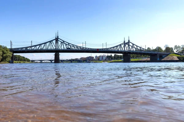 Tver Região Tver Caminhe Pelo Volga Vista Ponte Novo Volga — Fotografia de Stock