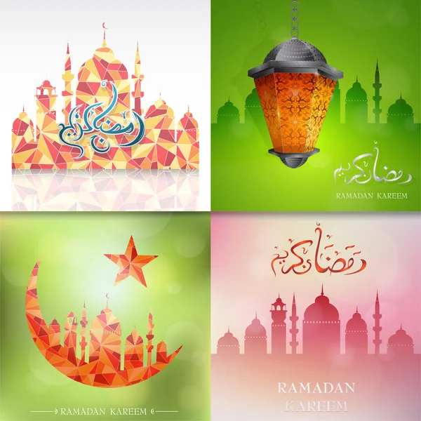Conjunto de tarjetas de felicitación Ramadán — Vector de stock