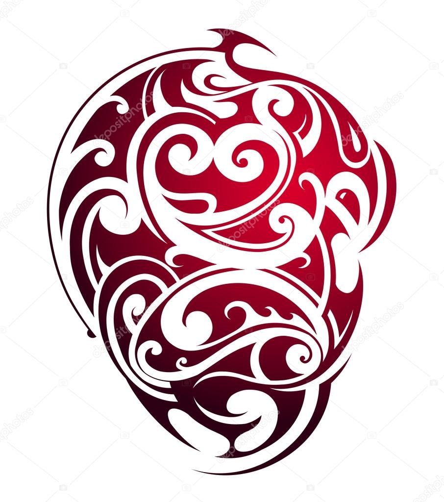 Maori tatuaggio e forma anatomica del cuore isolato — Vettoriali di akv lv