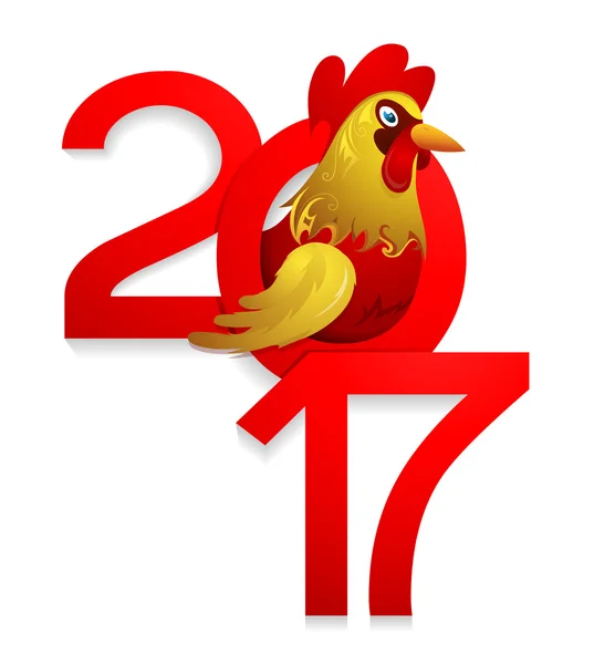 Chinese New Year 2017 with Rooster — Stock Vector