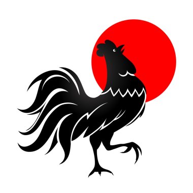 Black cock with morning sun clipart