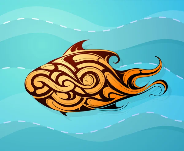 Forma decorativa del tatuaje de pescado — Vector de stock