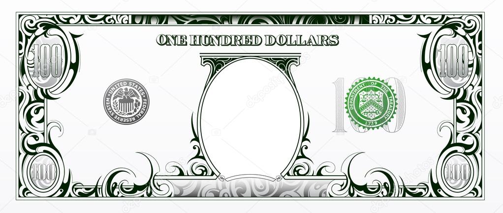 100 dollars bill. Cartoon money