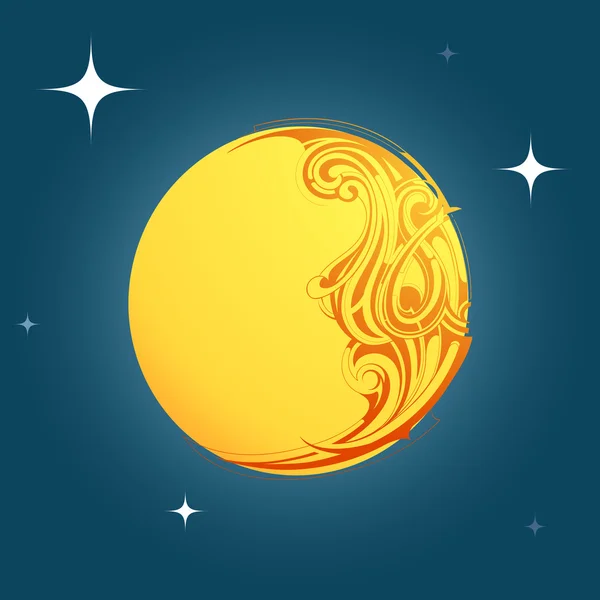 Moon shape with decorarative ornament — Stock Vector