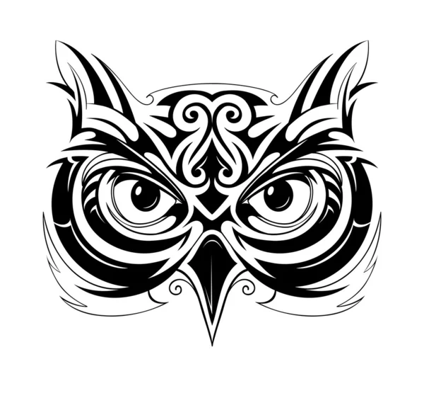 Tatuaje cabeza de búho — Vector de stock