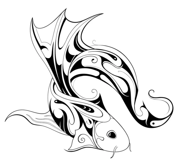 Koi fisk tatuering — Stock vektor