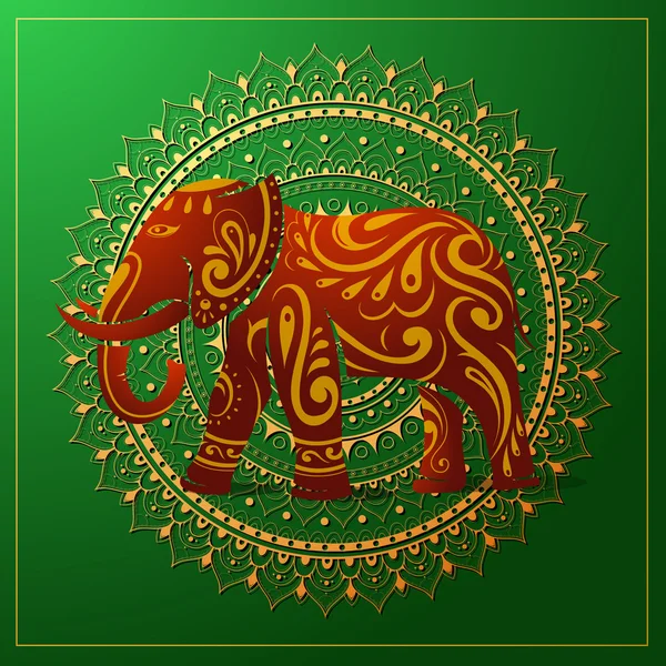 Elefante com ornamento de oriente —  Vetores de Stock