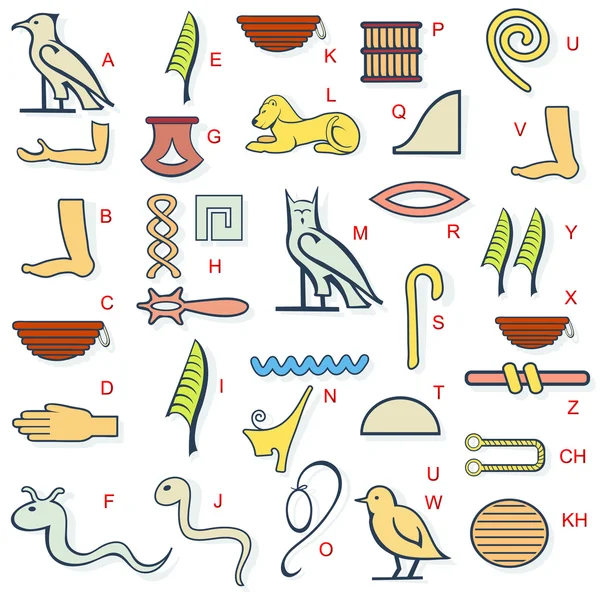 埃及 hierogliph 字母表 — 图库矢量图片