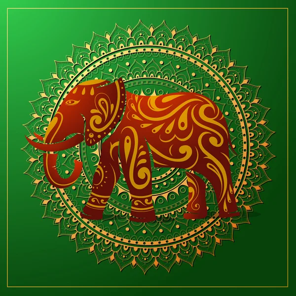 Elephant with orient ornament — Stock Vector