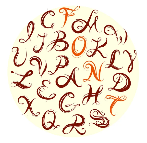 Caligrafía alfabeto conjunto — Vector de stock