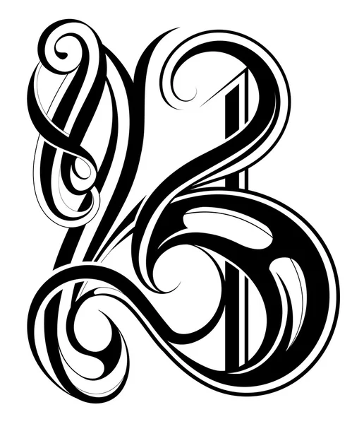 Kalligrafiska bokstaven B — Stock vektor