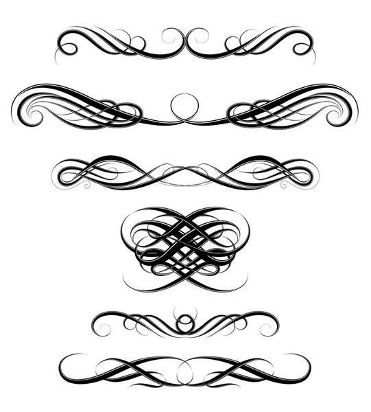 Reihe kalligrafischer Wirbel — Stockvektor