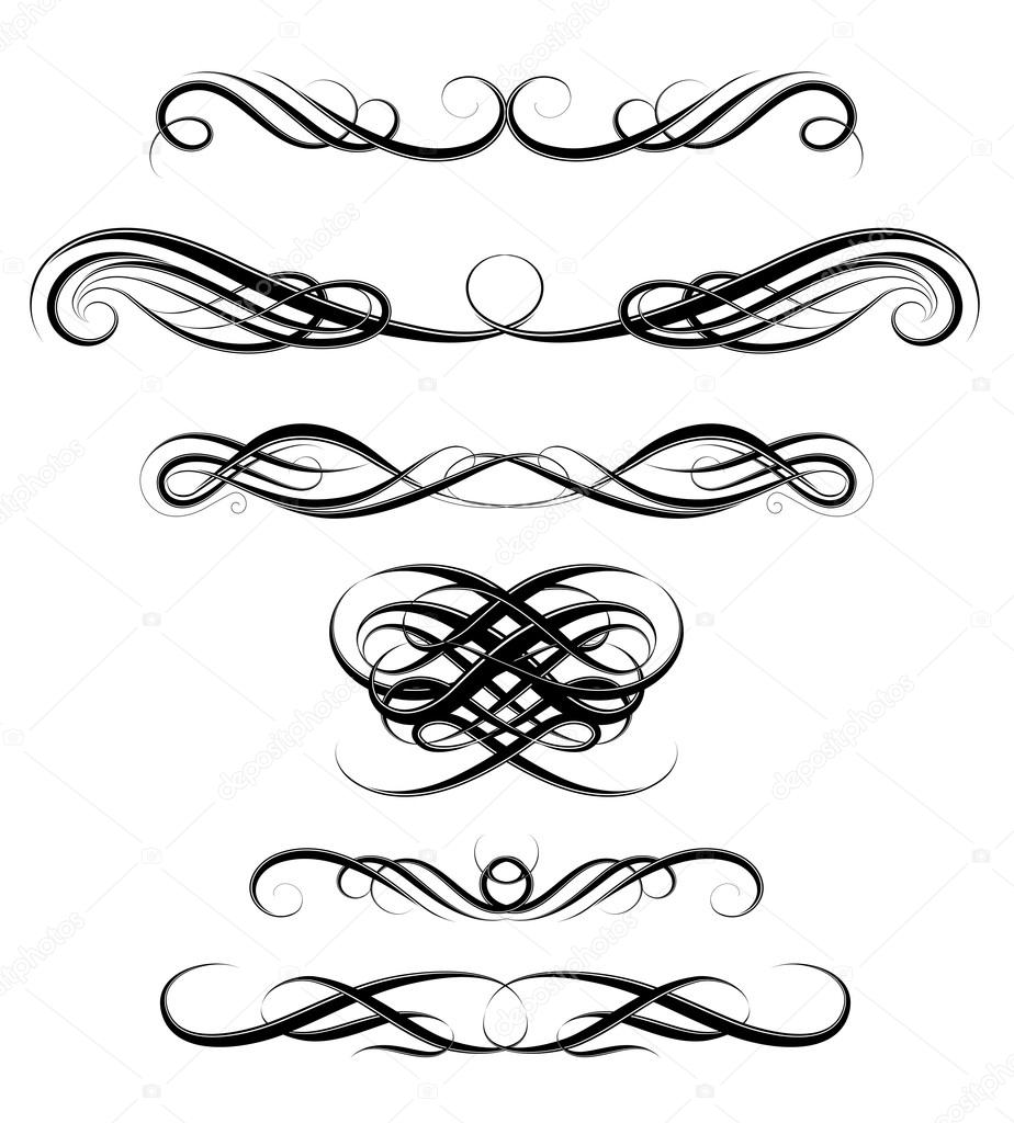 Set of calligraphic swirls