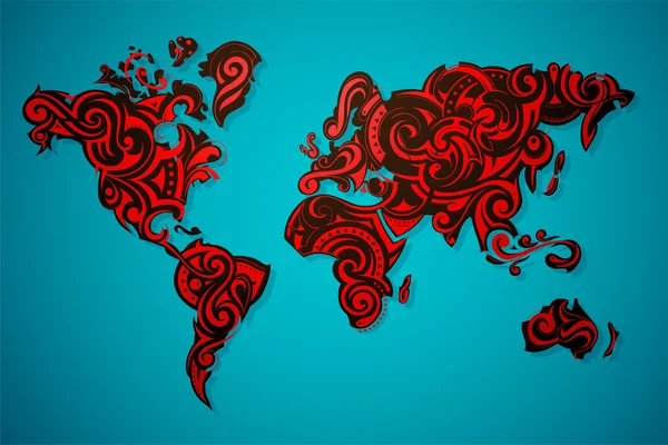 World map ornamental — Stock Vector