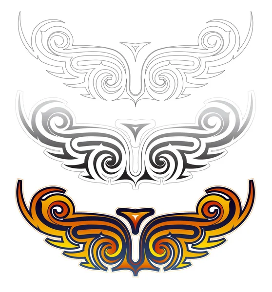 Etnische vleugels tatoeage set — Stockvector